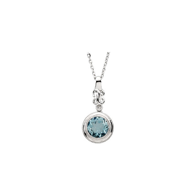 Genuine Aquamarine & Diamond Pendant