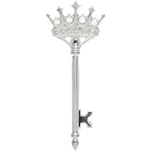 Sterling Silver 1/8 CTW Diamond Crown Key 18" Necklace