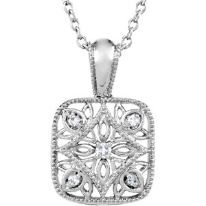 Sterling Silver .05 CTW Diamond Accented 18" Necklace