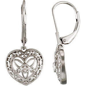 Sterling Silver .02 CTW Diamond Lever Back Earrings