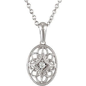 Sterling Silver .03 CTW Diamond 18" Necklace
