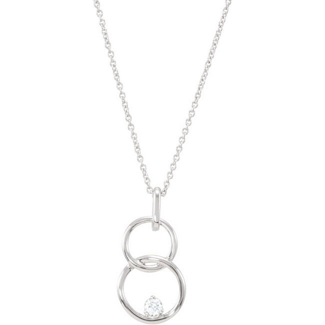 14K White .04 CTW Diamond Circle 18" Necklace