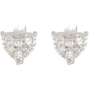 14K White 1/6 CTW Diamond Heart Earrings