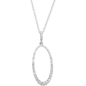 14K White 5/8 CTW Diamond Oval Silhouette 18" Necklace