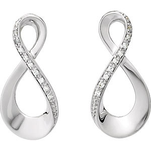 14K White .08 CTW Diamond Infinity-Inspired Earrings