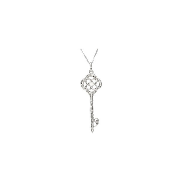 Sterling Silver 1/10 CTW Diamond Vine Key Pendant
