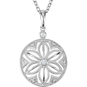Sterling Silver .04 CTW Diamond 18" Necklace