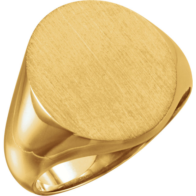 14K Yellow 18x16mm Solid Oval Men