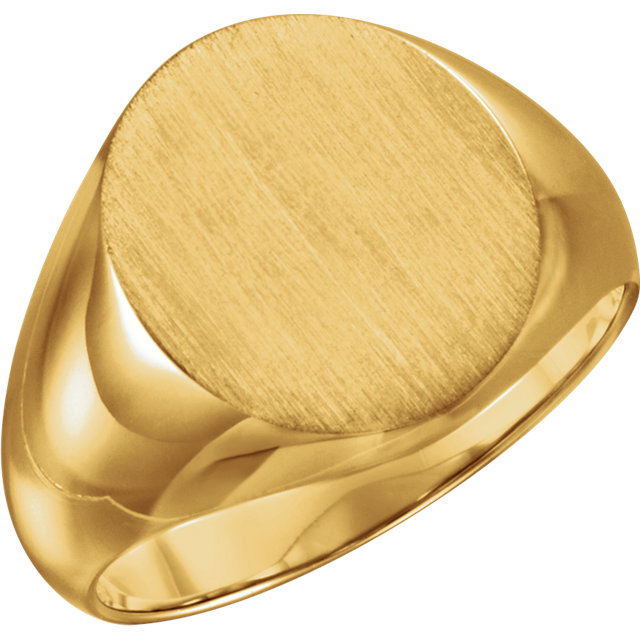 14K Yellow 16x14mm Solid Oval Men