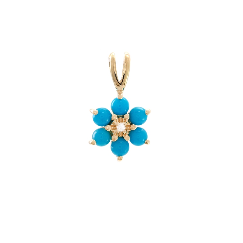 TURQUOISE AND DIAMOND FASHION PENDANT (14K)
