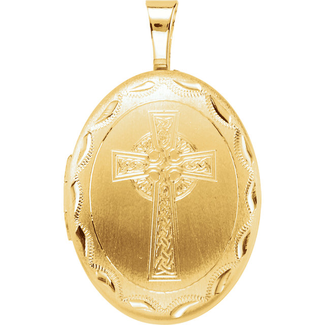 Sterling Silver Oval Celtic Cross Locket