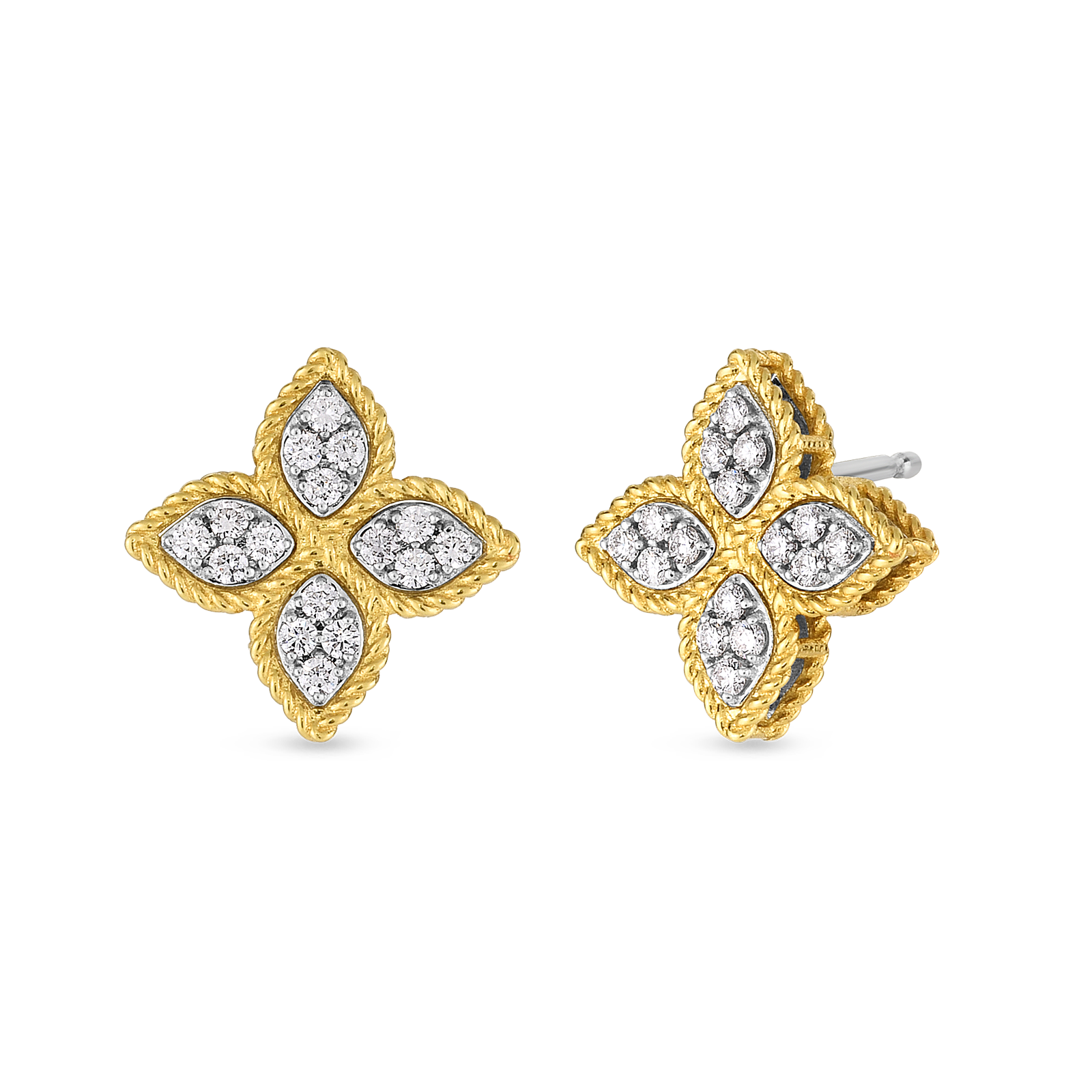Roberto Coin Princess Flower Medium Stud Earring with Diamonds