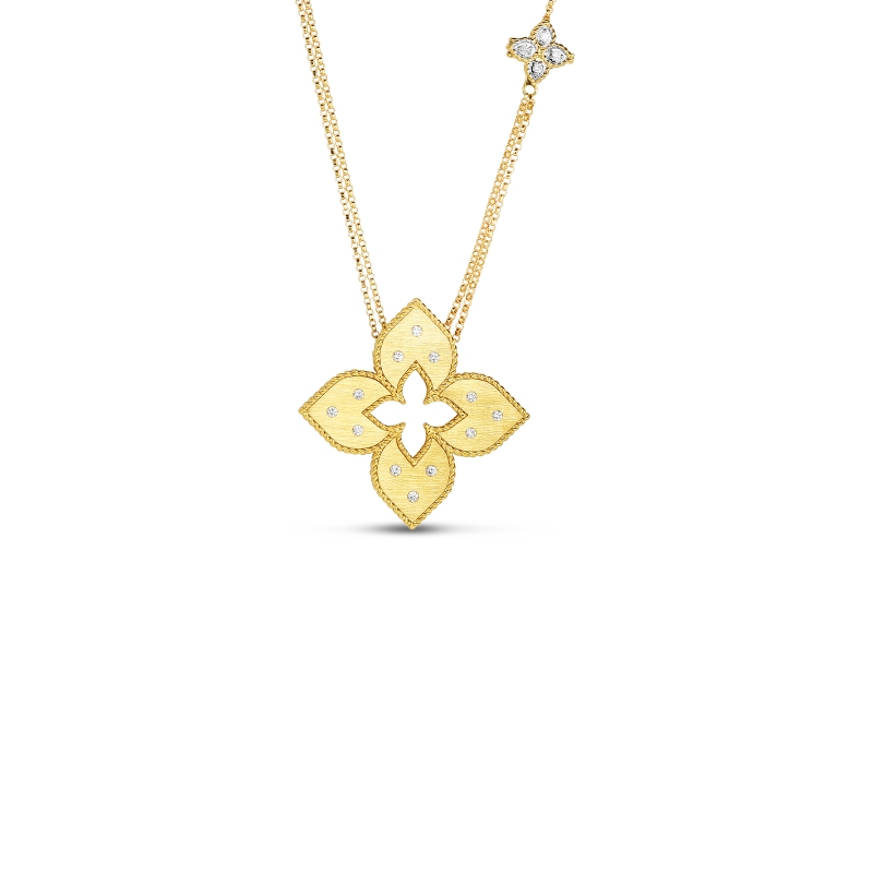18K YELLOW GOLD DIAMOND VENETIAN PRINCESS NECKLACE .19W. 