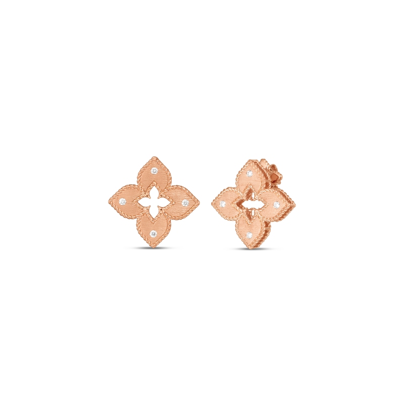 ROBERTO COIN 18K ROSE GOLD PETITE VENETIAN PRINCESS STUD EARRINGS 0.12. 