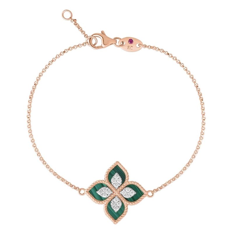18K ROSE GOLD PRINCESS DIAMOND AND MOP STRETCH BRACELET 0.15, MOP 3.20. 
