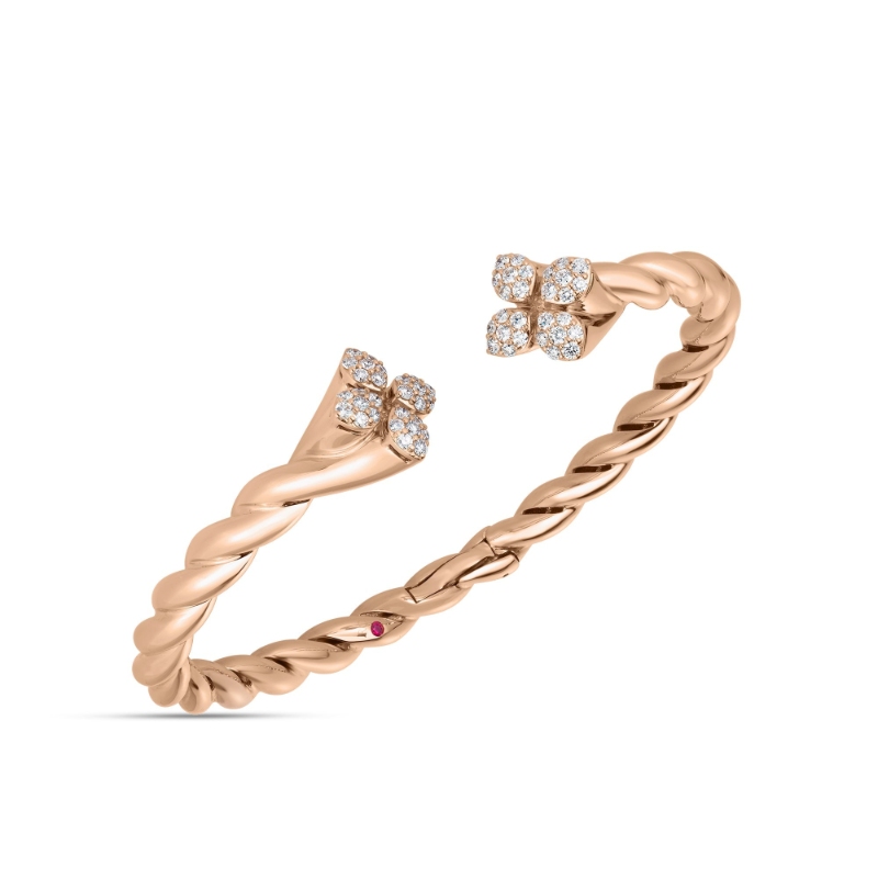 18K ROSE GOLD LOVE IN VERONA DIAMOND TWIST CUFF BANGLE 0.63. 