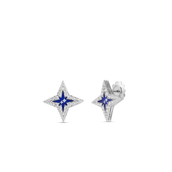 ROBERTO COIN 18K WHITE GOLD DIAMOND STARDUST SMALL EARRINGS 0.70. 