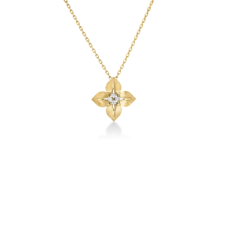 Roberto Coin Yellow White Gold Diamond Aurora Necklace Medium .08ctw. 