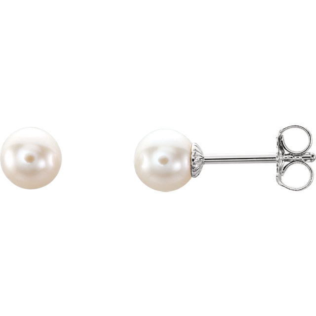 Sterling Silver 5-5.5mm Freshwater Cultured Pearl Earrings