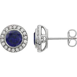Sterling Silver Dark Blue Cubic Zirconia Earrings
