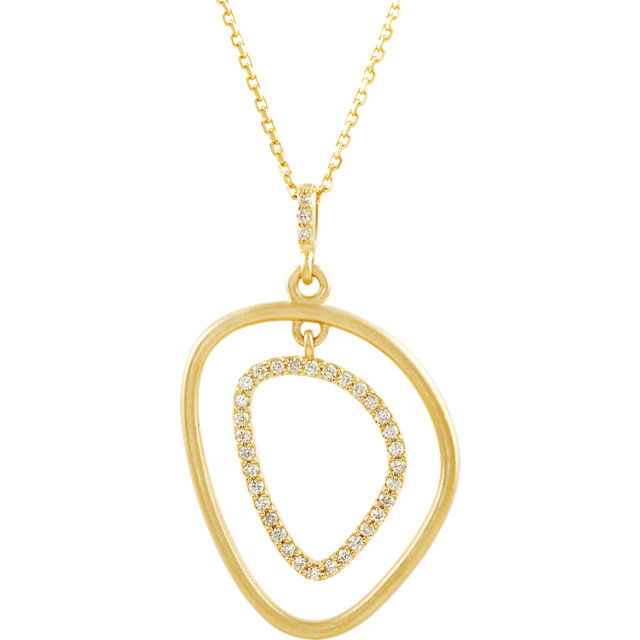 Sterling Silver & 14kt Yellow 1/6 CTW Diamond Open Silhouette Necklace 18"