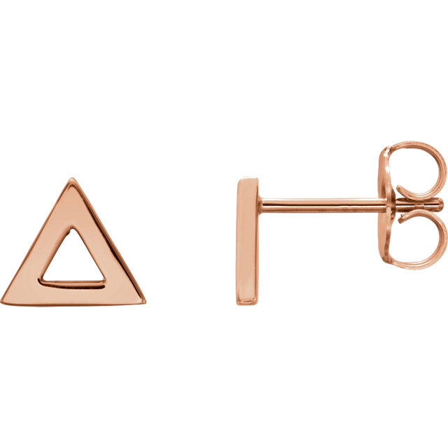 14K Rose Triangle Earrings