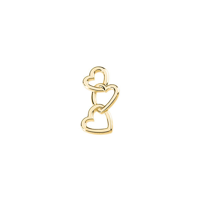 14K Yellow Linked Hearts Pendant