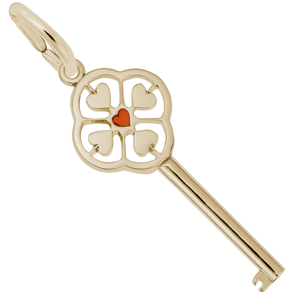 KEY LG 4 HEART RED CTR