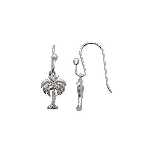 Sterling Silver 13.89x9.16mm Palm Tree Earrings