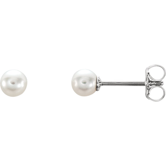 Sterling Silver 4-4.5mm Freshwater Cultured Pearl Earrings