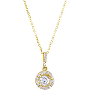 14kt White 1/2 CTW Diamond Halo-Styled 18" Necklace