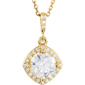 14K White 3/8 CTW Diamond Halo-Style 18" Necklace