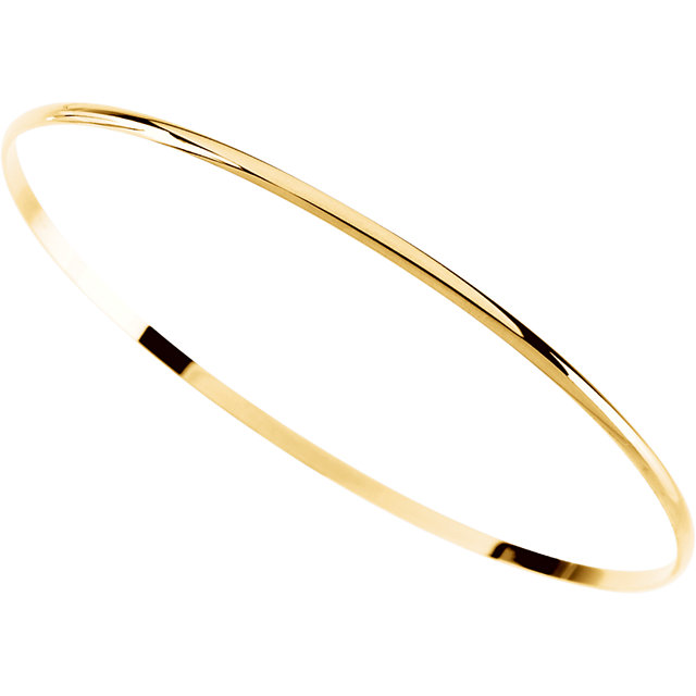 14kt Yellow 2mm Half Round Bangle Bracelet