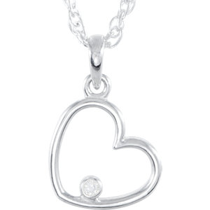 Sterling Silver .03 CTW Diamond Heart 18" Necklace