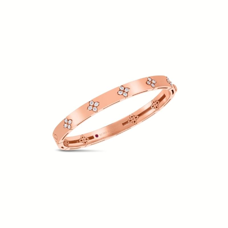 ROBERTO COIN 18K ROSE GOLD DIAMOND LOVE IN VERONA BANGLE 48X58. 
