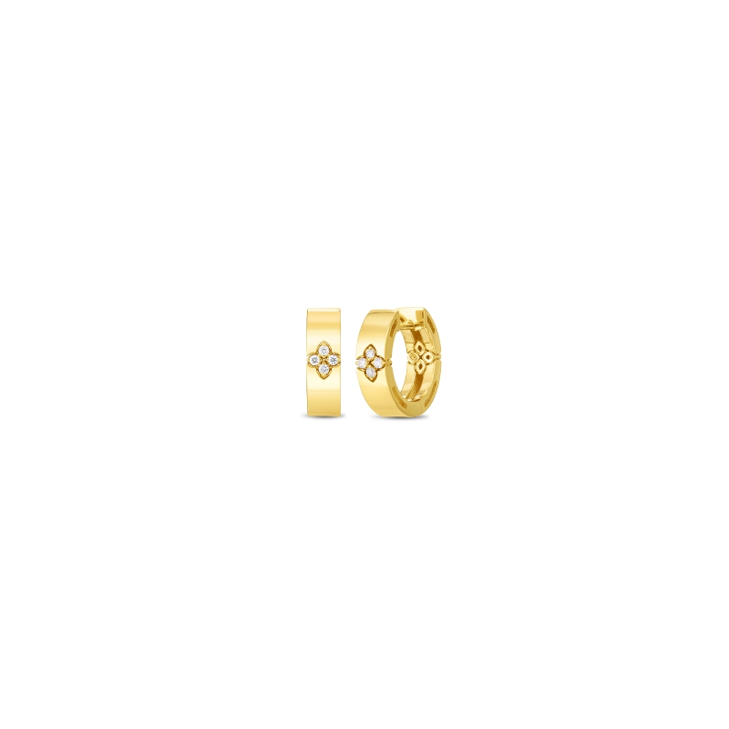 Roberto Coin 18k Yellow Gold Diamond Love in Verona Earrings 15mm .05ctw. 