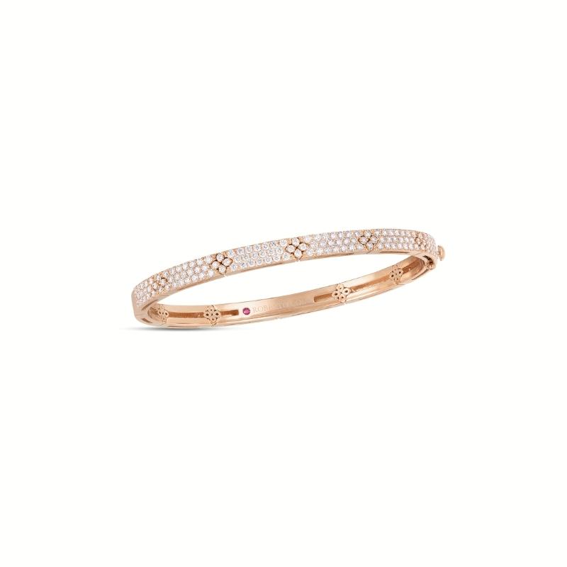 ROBERTO COIN 18K ROSE GOLD DIAMOND LOVE IN VERONA BANGLE 4.5MM DIA-1.70. 