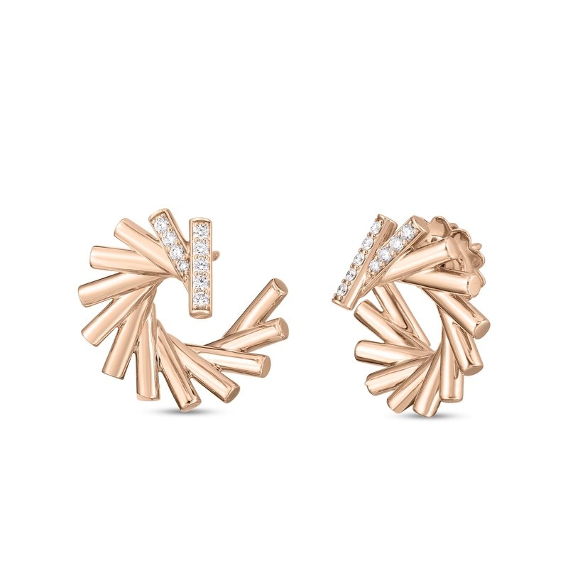 ROBERTO COIN 18K ROSE GOLD DIAMOND DOMINO EARRINGS 0.22. 