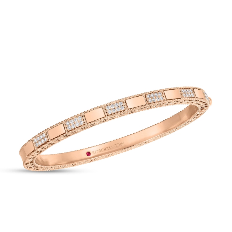 Roberto Coin Rose Gold Diamond Mosaic Bangle 48x58 .40ctw. 