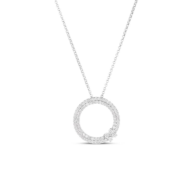 18K White Gold Love in Verona Pave Diamond Necklace. 0.67ctw