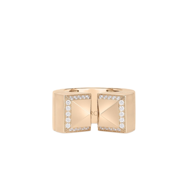 18K ROSE GOLD OBELISCO RING WITH DIAMOND ACCENTS 0.38. 