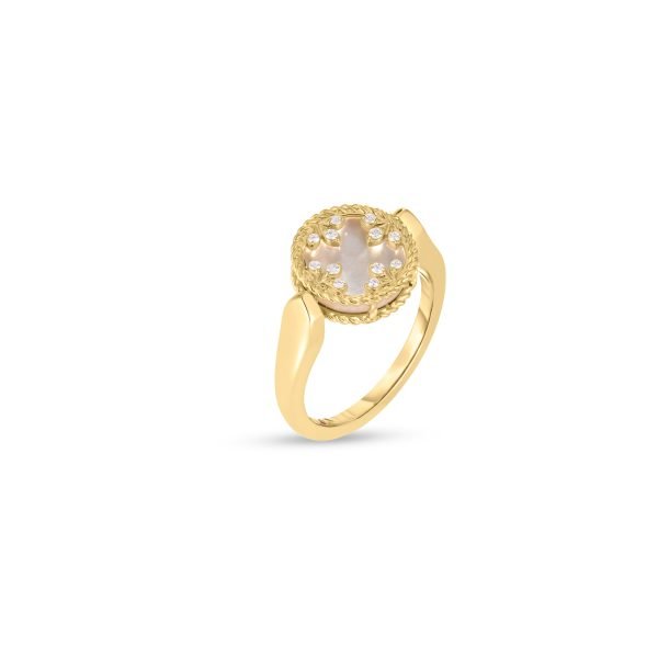 Venetian Medallions Reversible Ring in 18k Yellow Gold with Mother of Pearl and Diamond
