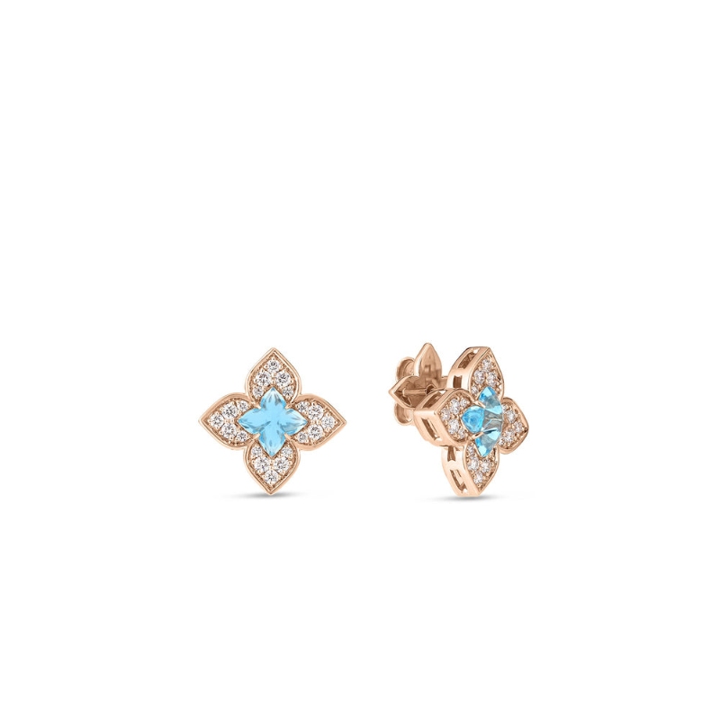 Roberto Coin 18k Rose Gold Diamond Amethyst Venetian Princess Earrings. Amethyst .85 Diamond .38