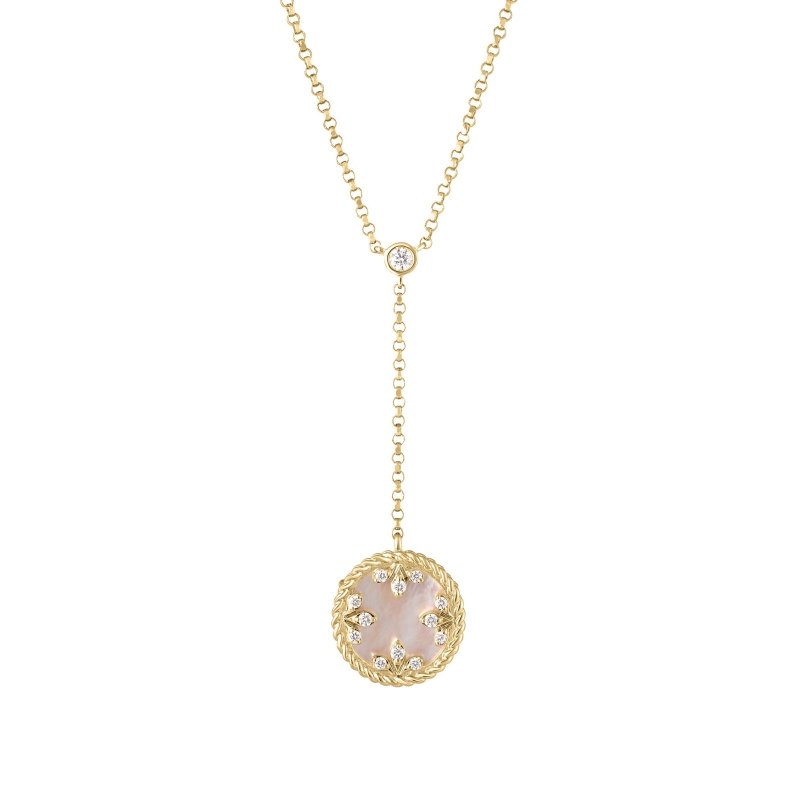Venetian Medallions Small Reversible Dangle Necklace in 18K Gold with Diamonds and MOP
