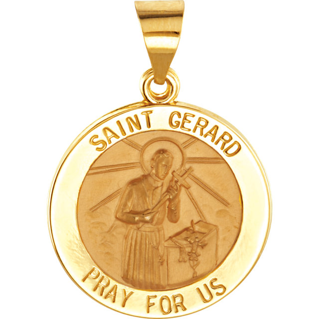 14K Yellow 15mm Round Hollow St. Gerard Medal