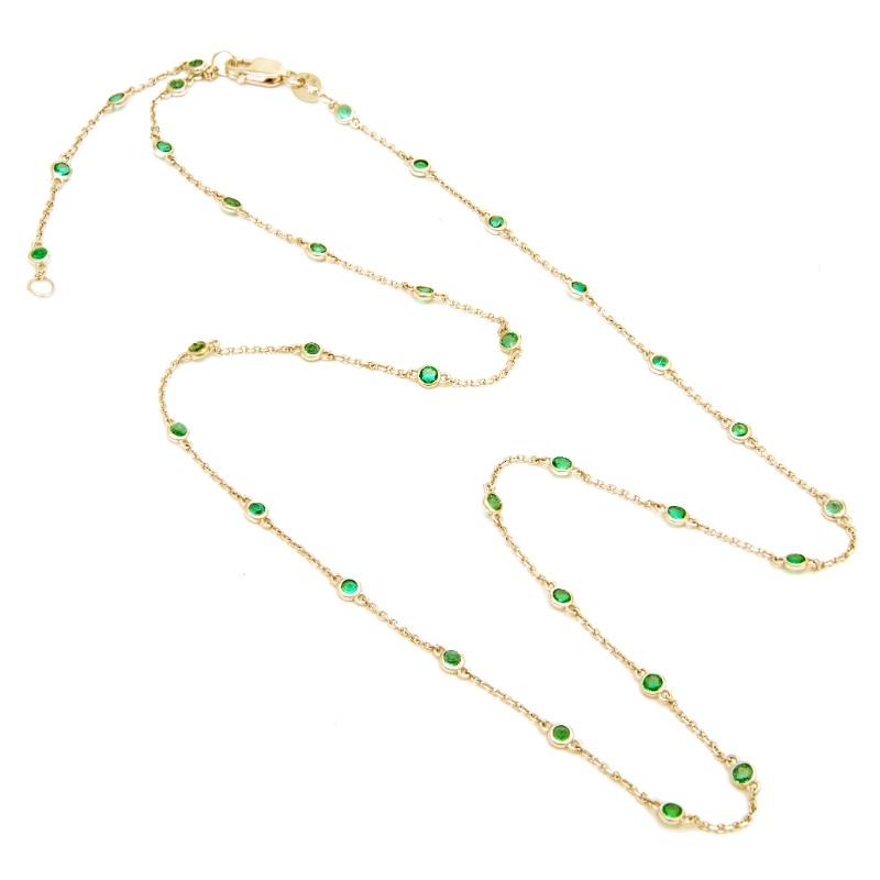 14K YG EMERALD NECKLACE (16