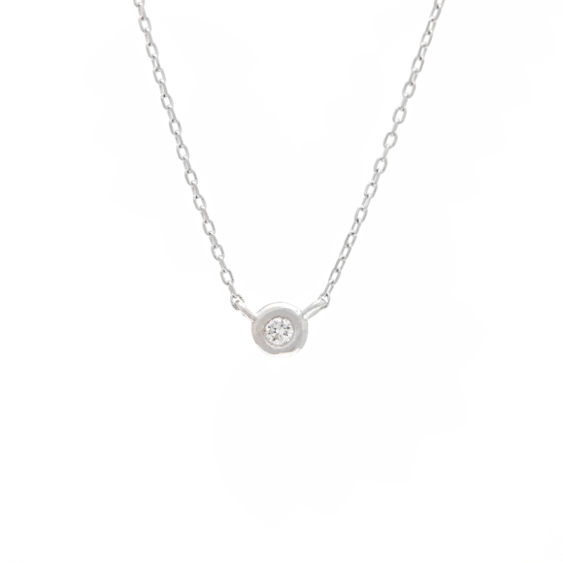 DIAMOND BEZEL SET NECKLACE (14KWG) (16+2