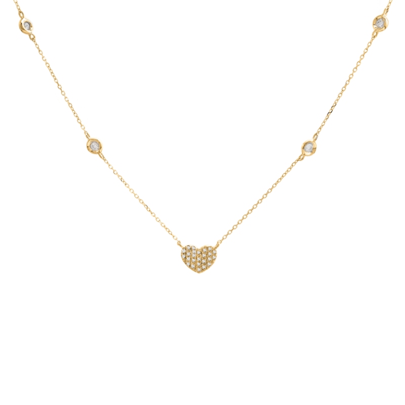 DIAMOND FASHION HEART NECKLACE (14KYG) (16+2