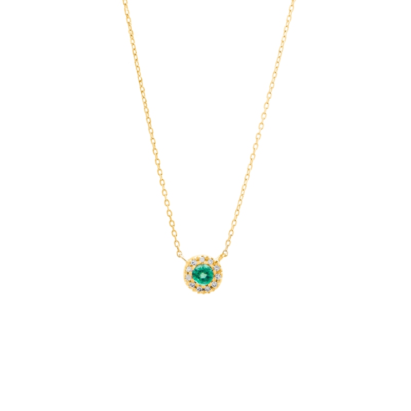 EMERALD W/ DIAMOND NECKLACE (14K) (16+2