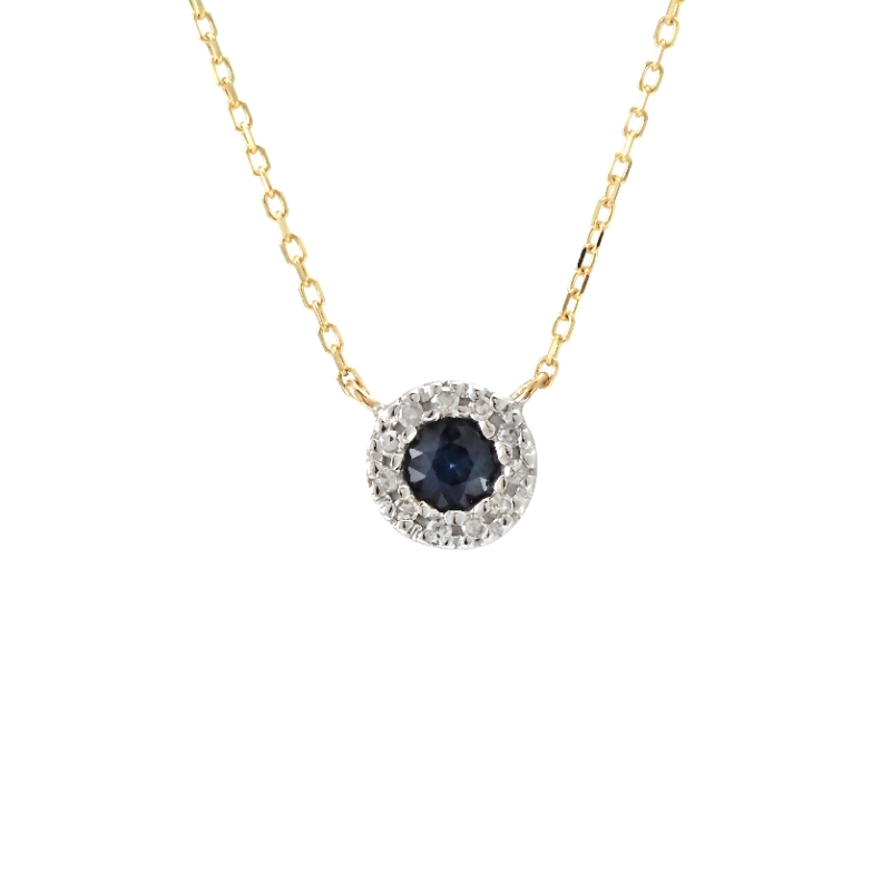 SAPPHIRE W/ DIAMOND NECKLACE (14KYG) (16+2